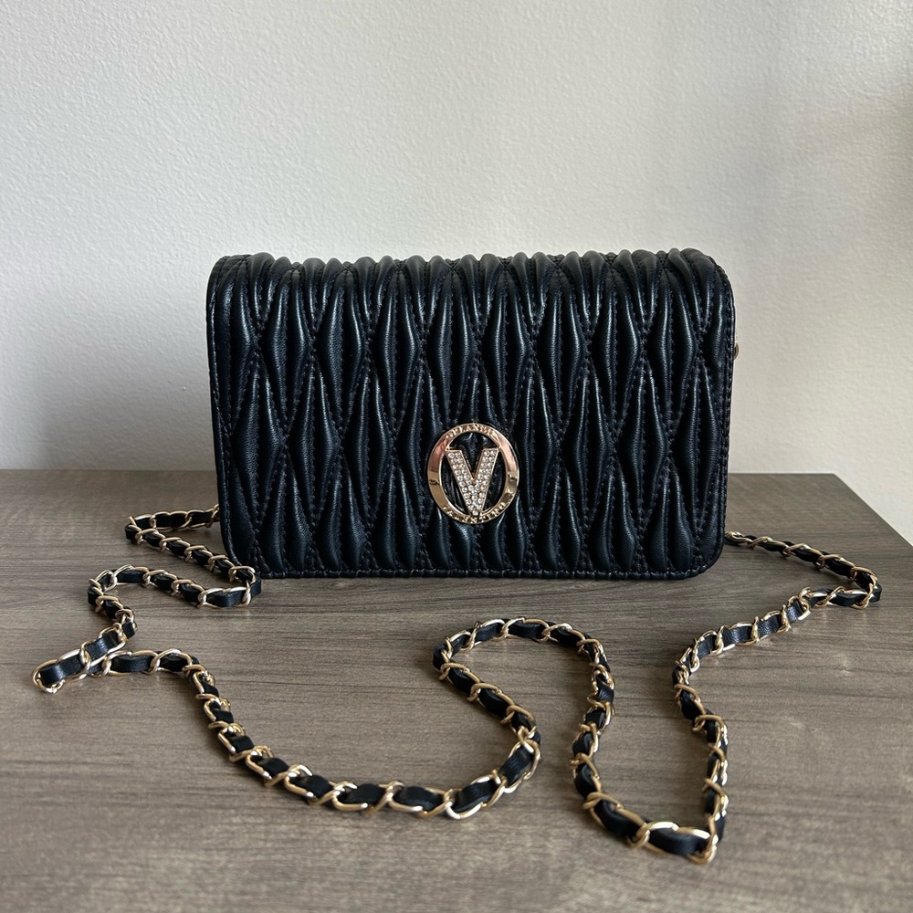 Valentino Orlandi NWT Black Quilted Chain Shoulder Crossbody Bag MSRP $240